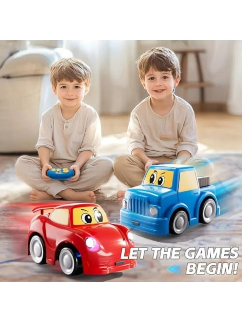 2-Pack Remote Control Cars for Toddlers 1-6 Years, Fun Cartoon RC Toys, Perfect